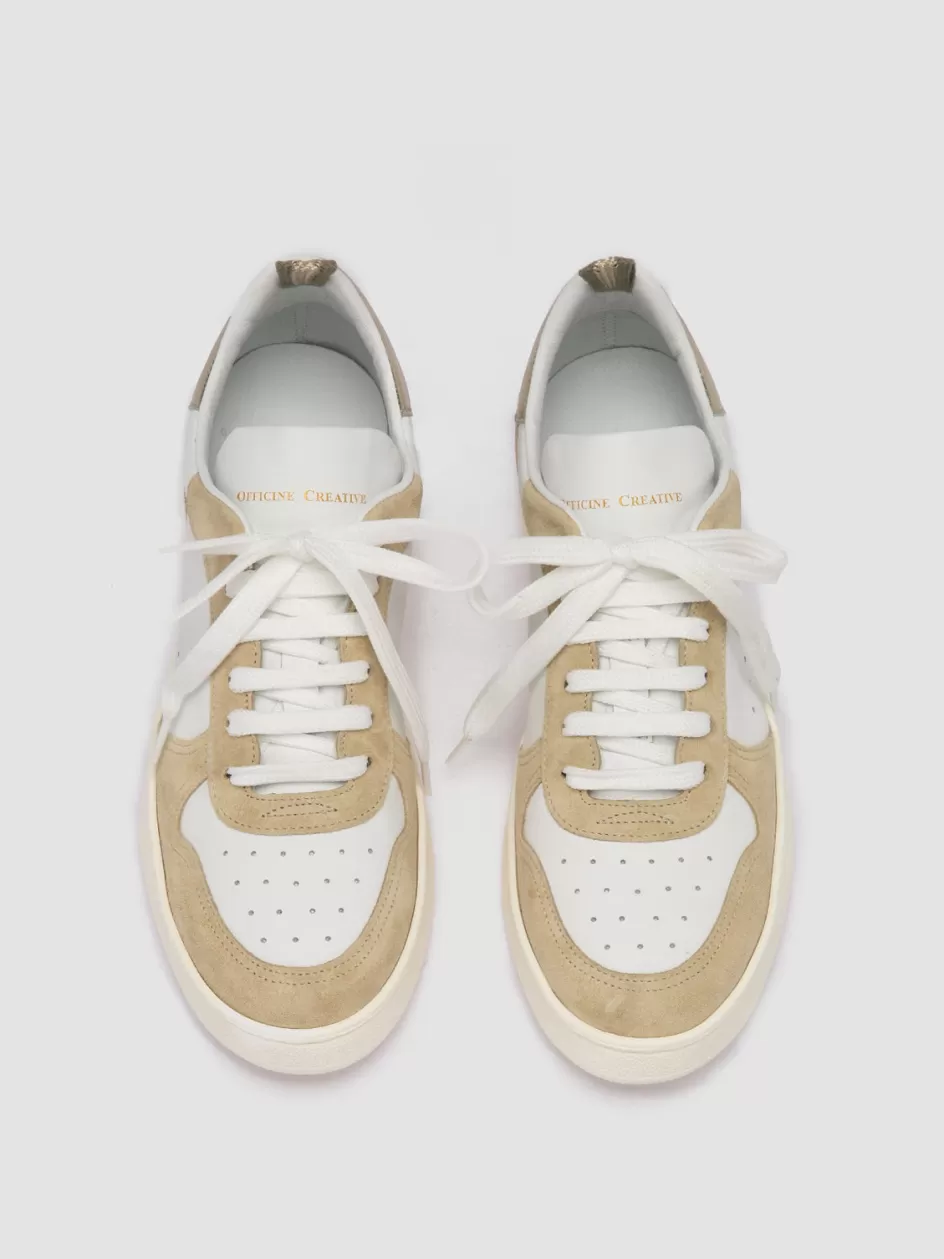 Officine Creative Sneakers>MOWER 110 - White Leather And Suede Low Top Sneakers