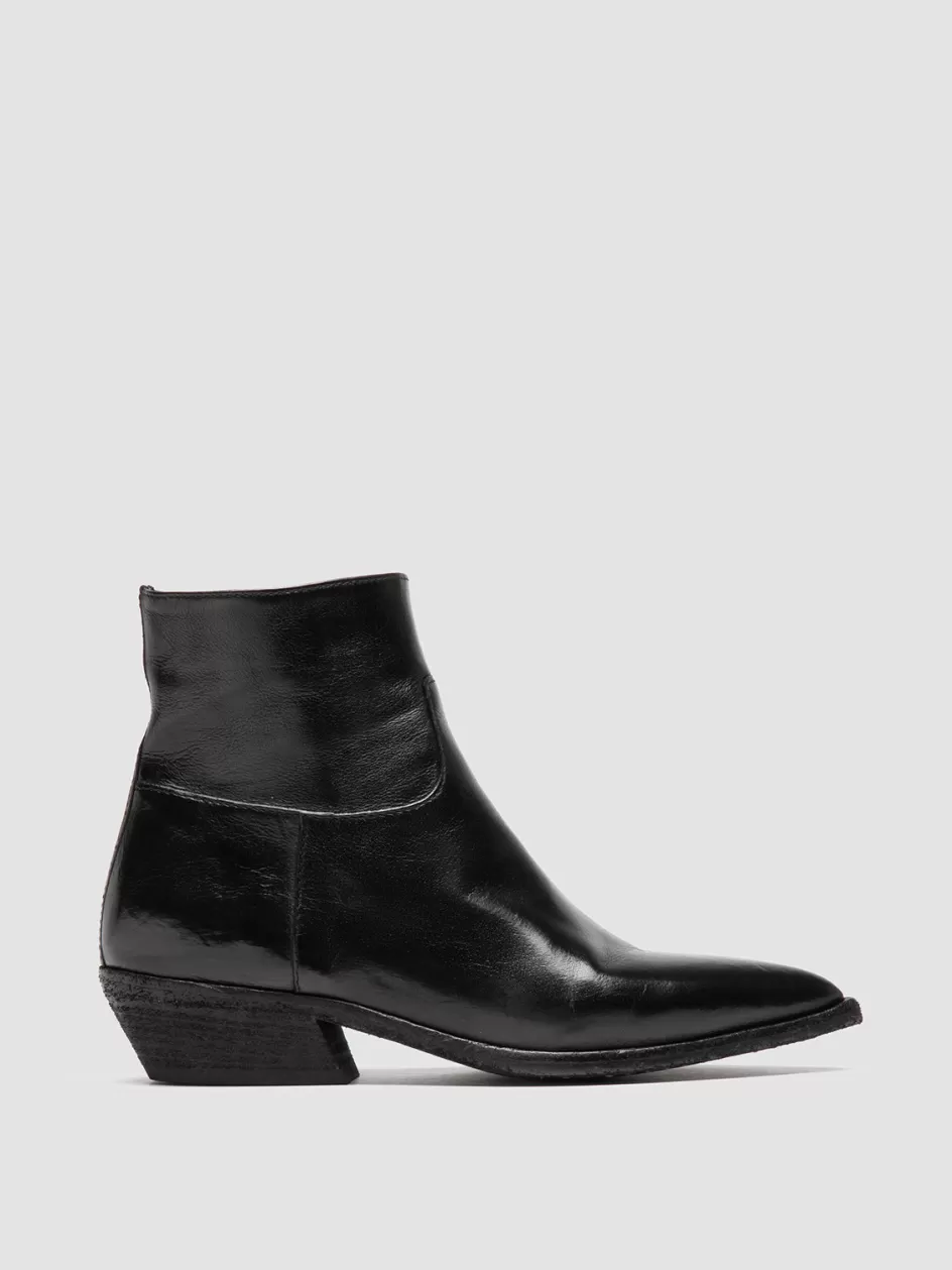 Officine Creative Boots & Booties>NOELIE DD 102 - Black Leather Zipped Boots NERO