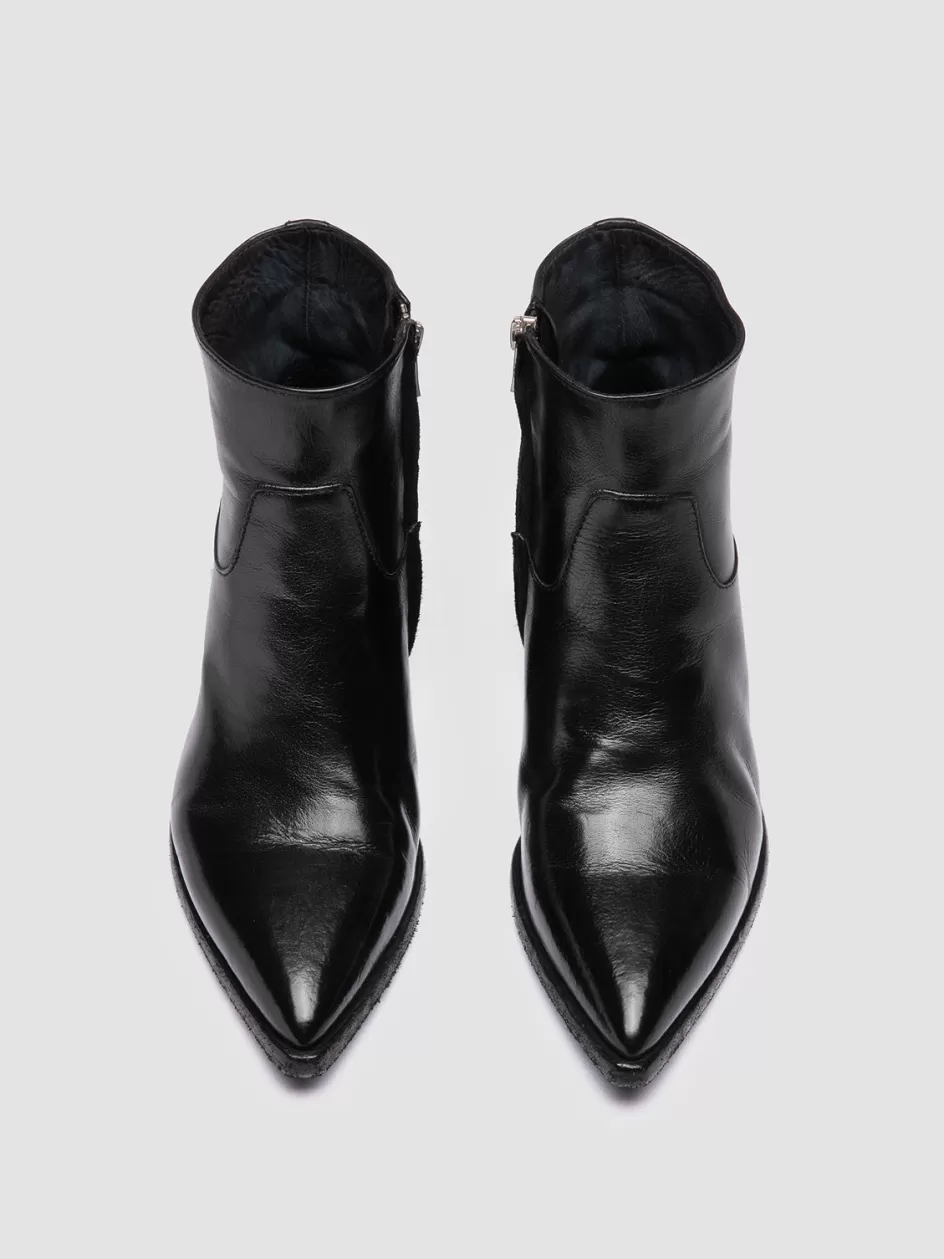 Officine Creative Boots & Booties>NOELIE DD 102 - Black Leather Zipped Boots NERO                                              