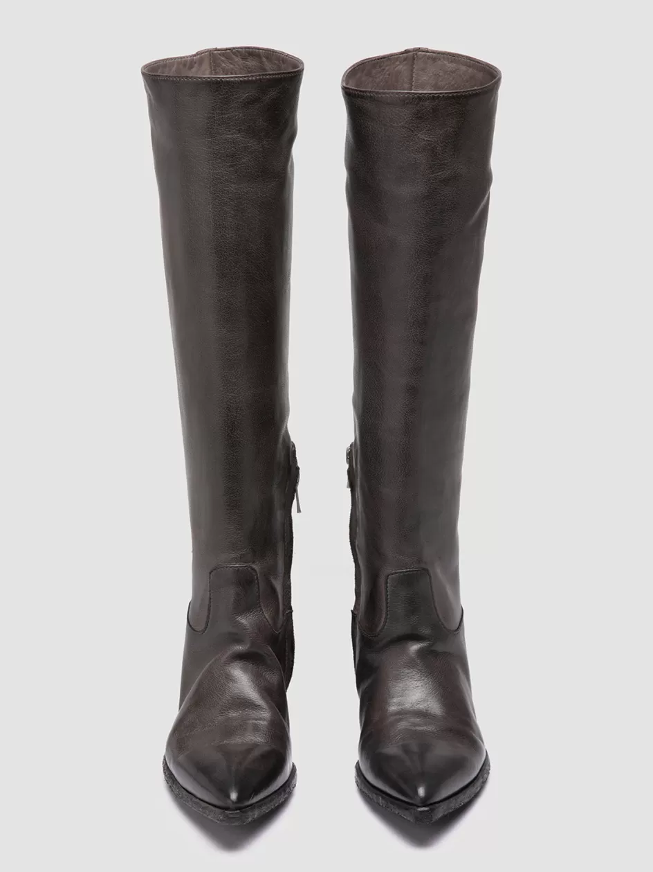 Officine Creative Boots & Booties>NOELIE DD 104 - Grey Leather Pull On Boots MAGNETE                                           