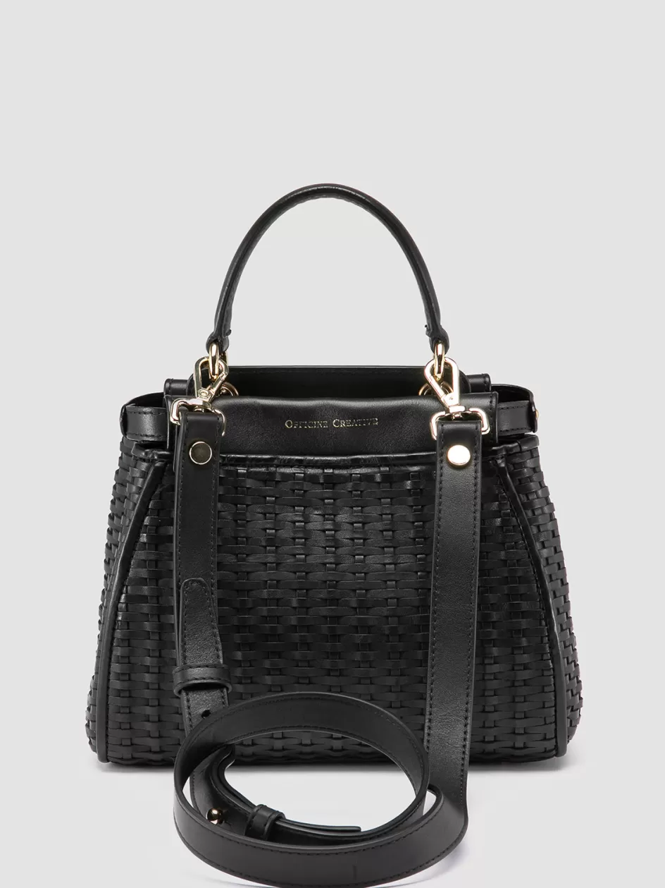 nolita_029__black_woven_leather_handle_bag_105065.webp Officine Creative Bags>NOLITA 029 - Woven Leather Handle Bag BLACK