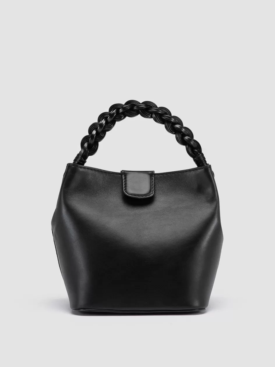 Officine Creative Bags>NOLITA WOVEN 227 - Black Leather Handle Bag NERO