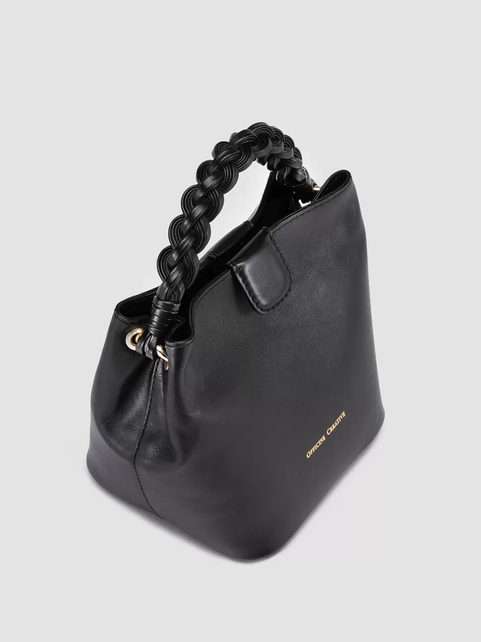 Officine Creative Bags>NOLITA WOVEN 227 - Black Leather Handle Bag NERO