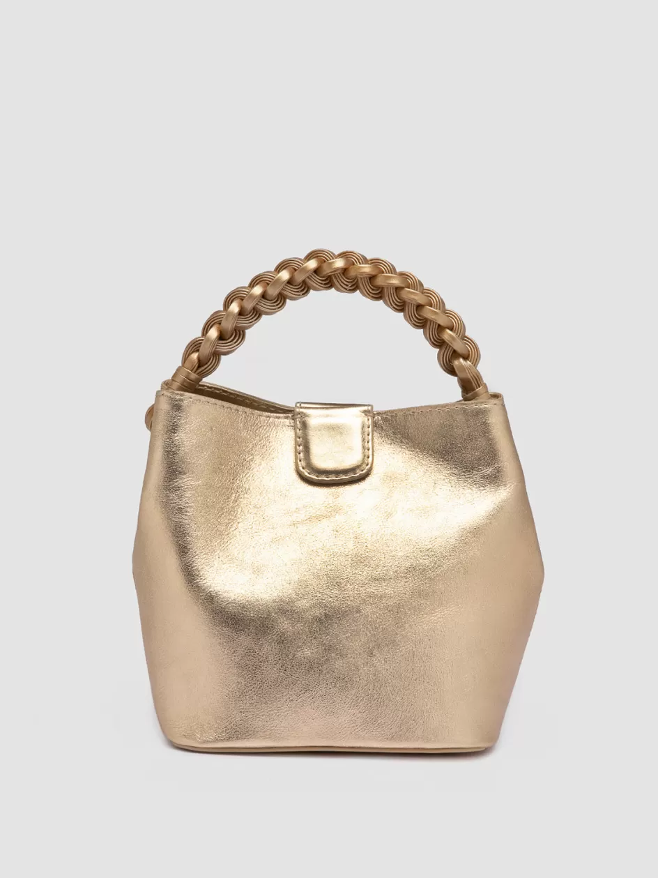 Officine Creative Bags>NOLITA WOVEN 227 - Gold Leather Handle Bag ORO