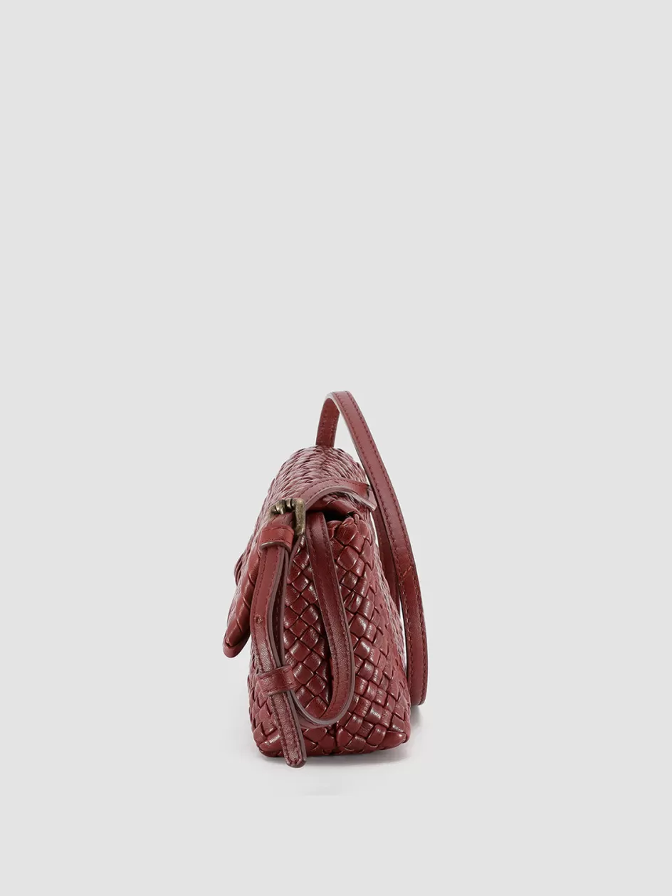 oc_class_47__burgundy_woven_leather_crossbody_bag_104880.webp Officine Creative Bags>OC CLASS 47 - Burgundy Woven Leather Crossbody Bag RED