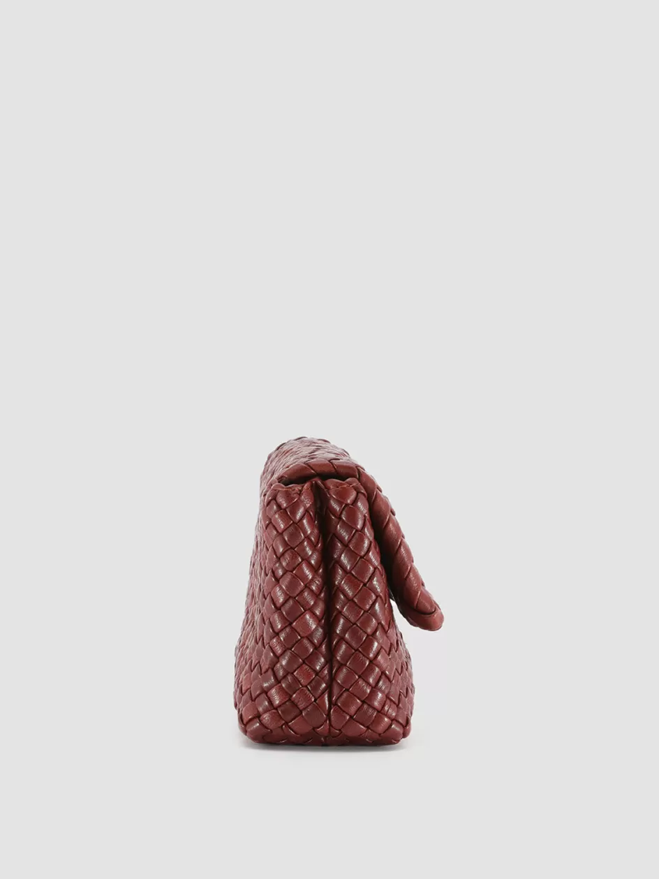 oc_class_47__burgundy_woven_leather_crossbody_bag_104881.webp Officine Creative Bags>OC CLASS 47 - Burgundy Woven Leather Crossbody Bag RED