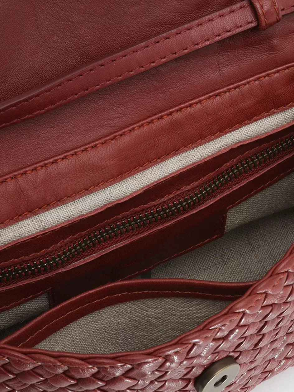 oc_class_47__burgundy_woven_leather_crossbody_bag_104887.webp Officine Creative Bags>OC CLASS 47 - Burgundy Woven Leather Crossbody Bag RED