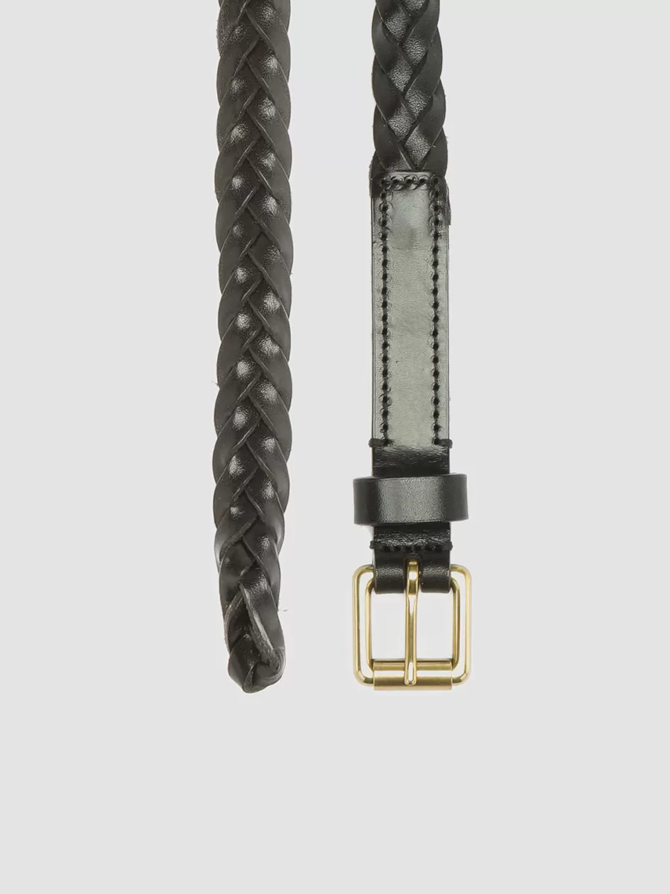 Officine Creative Woven Leather Selection | Woven Leather Selection>OC STRIP 064 - Woven Leather Belt BLACK