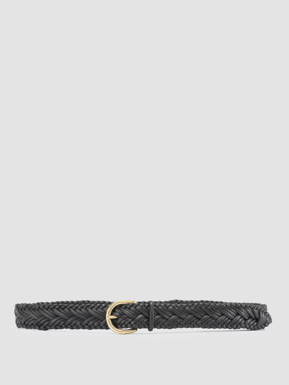Officine Creative Woven Leather Selection | Woven Leather Selection>OC STRIP 36 - Woven Leather Belt BLACK