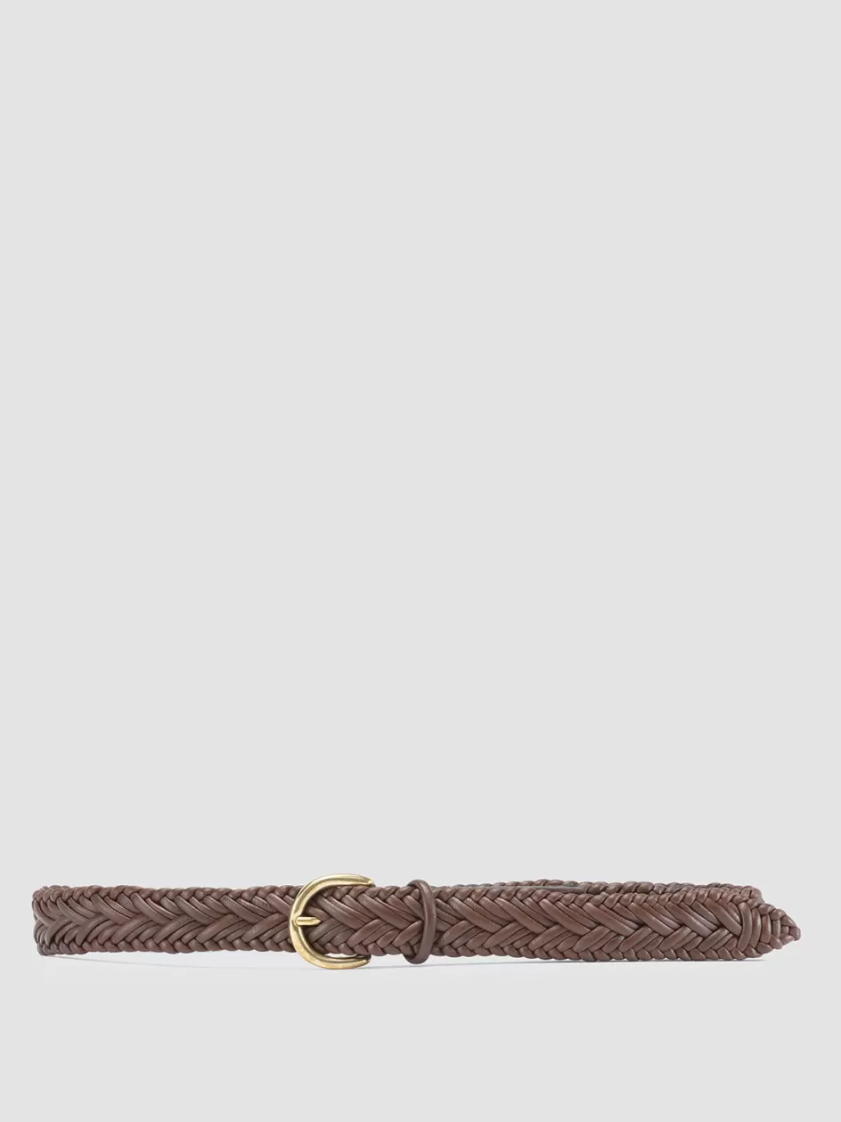 Officine Creative Woven Leather Selection | Woven Leather Selection>OC STRIP 36 - Brown Woven Leather Belt BRUNO