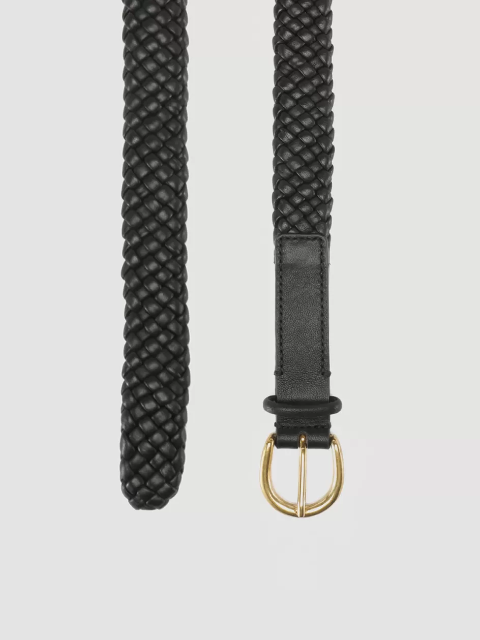 Officine Creative Woven Leather Selection | Woven Leather Selection>OC STRIP 38 - Woven Leather Belt BLACK
