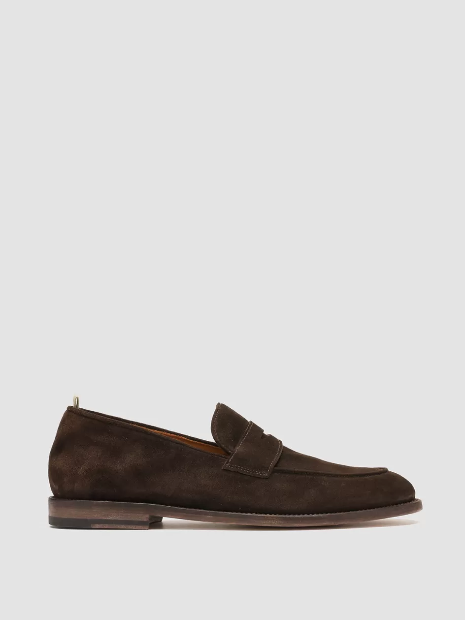 Officine Creative Suede Selection | Icons>OPERA 001 - Brown Suede Penny Loafers DARK BROWN