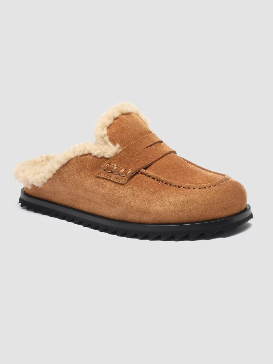 pelagie_dhiver_007__brown_suede_and_shearling_mules_105381.webp Officine Creative Sandals | Mules>PELAGIE D’HIVER 007 - Brown Suede And Shearling Mules TERRA/TART