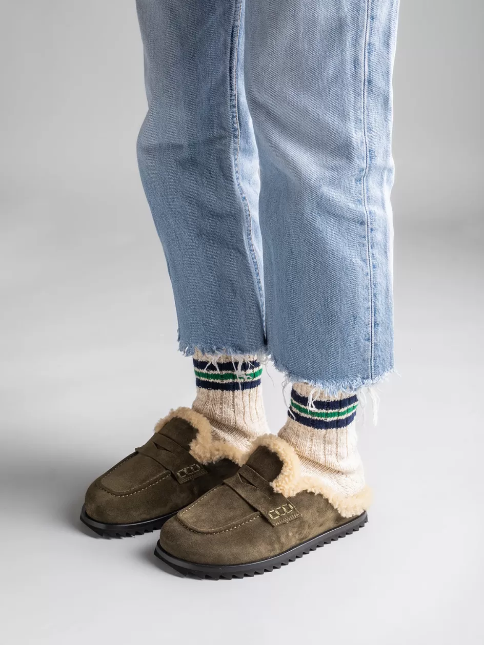 pelagie_dhiver_007__brown_suede_and_shearling_mules_105384.webp Officine Creative Sandals | Mules>PELAGIE D’HIVER 007 - Brown Suede And Shearling Mules TERRA/TART