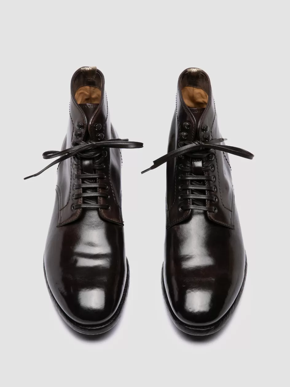 Officine Creative Ankle Boots>PRINCE 610 - Brown Leather Ankle Boots DARK BROWN