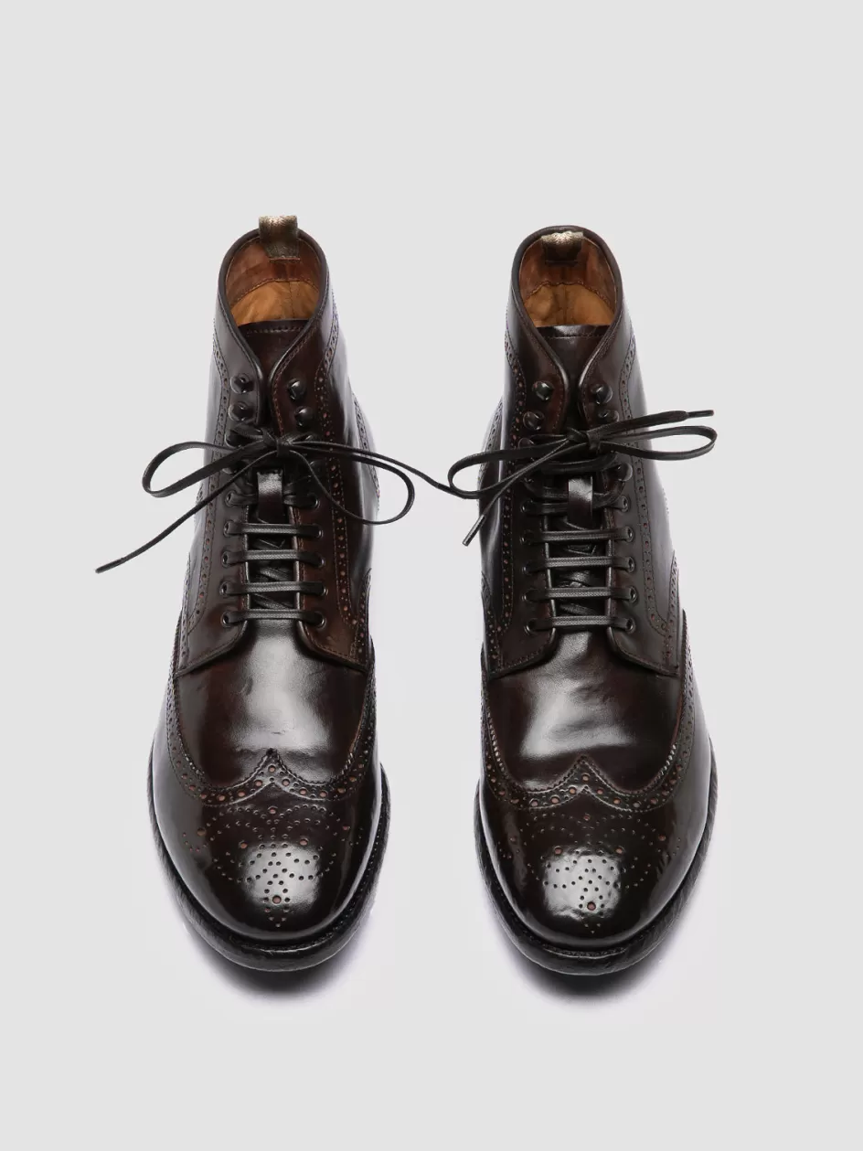 Officine Creative Ankle Boots>PRINCE 612 - Brown Leather Ankle Boots DARK BROWN