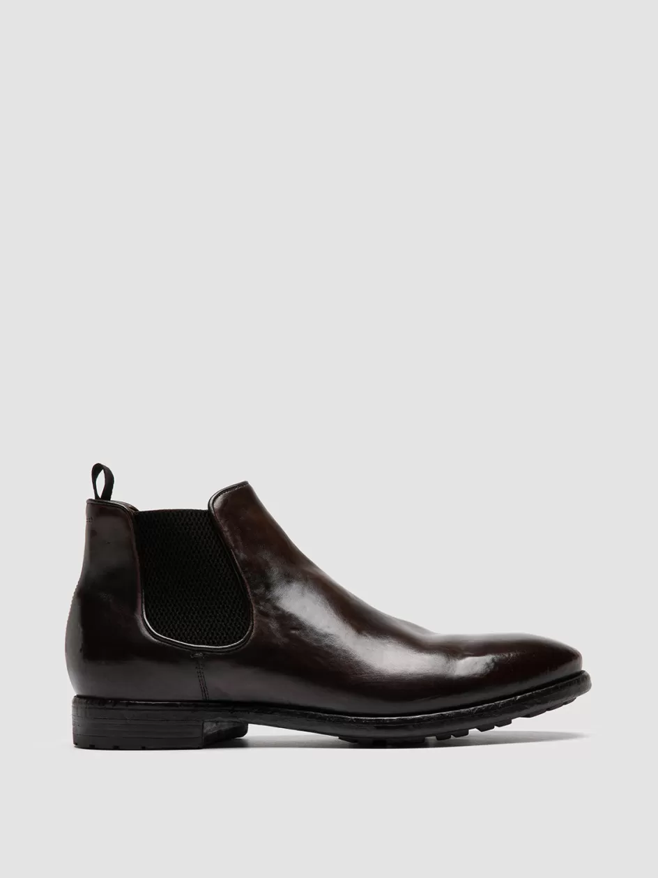Officine Creative Ankle Boots>PRINCE 617 - Brown Leather Chealsea Boots DARK BROWN