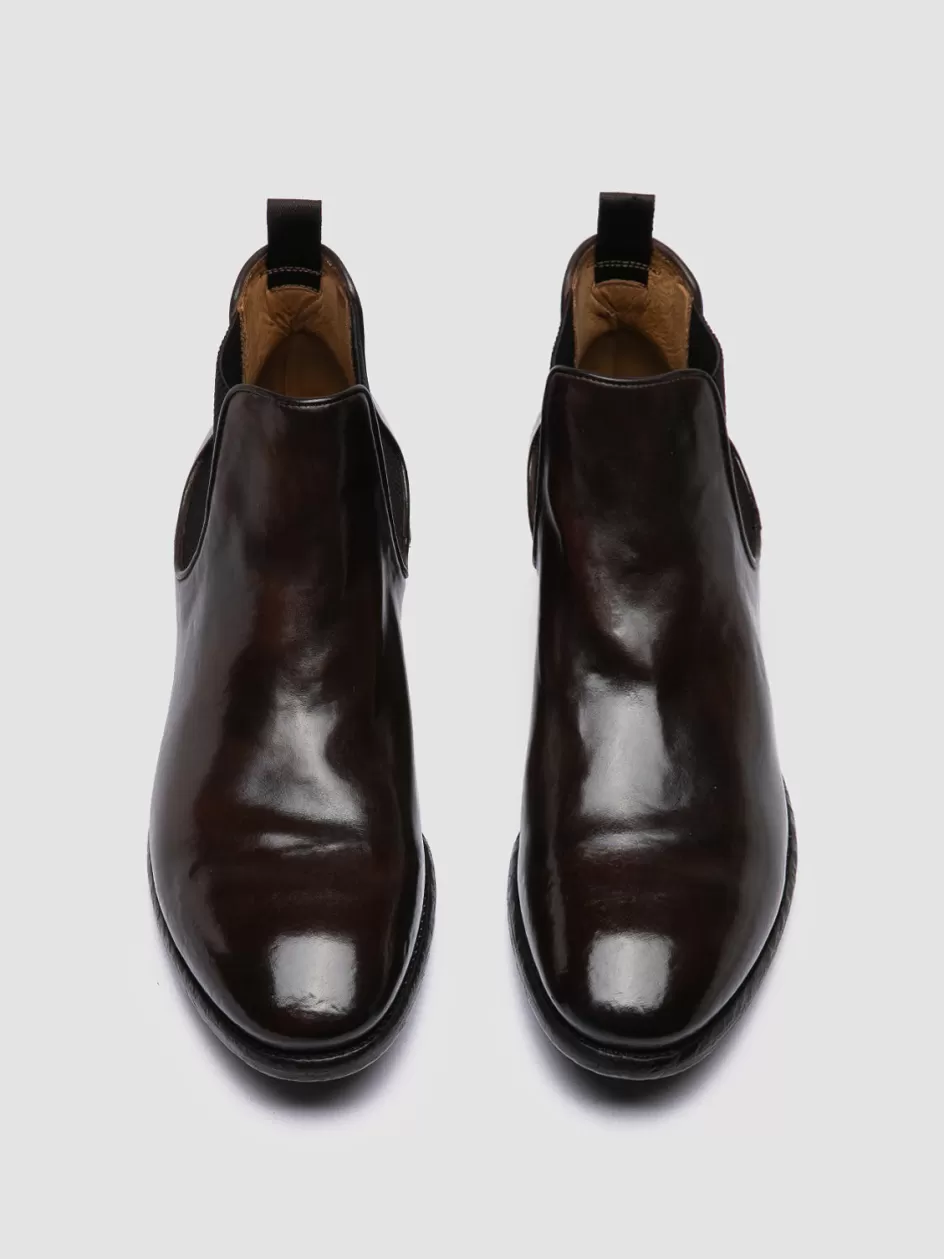 Officine Creative Ankle Boots>PRINCE 617 - Brown Leather Chealsea Boots DARK BROWN