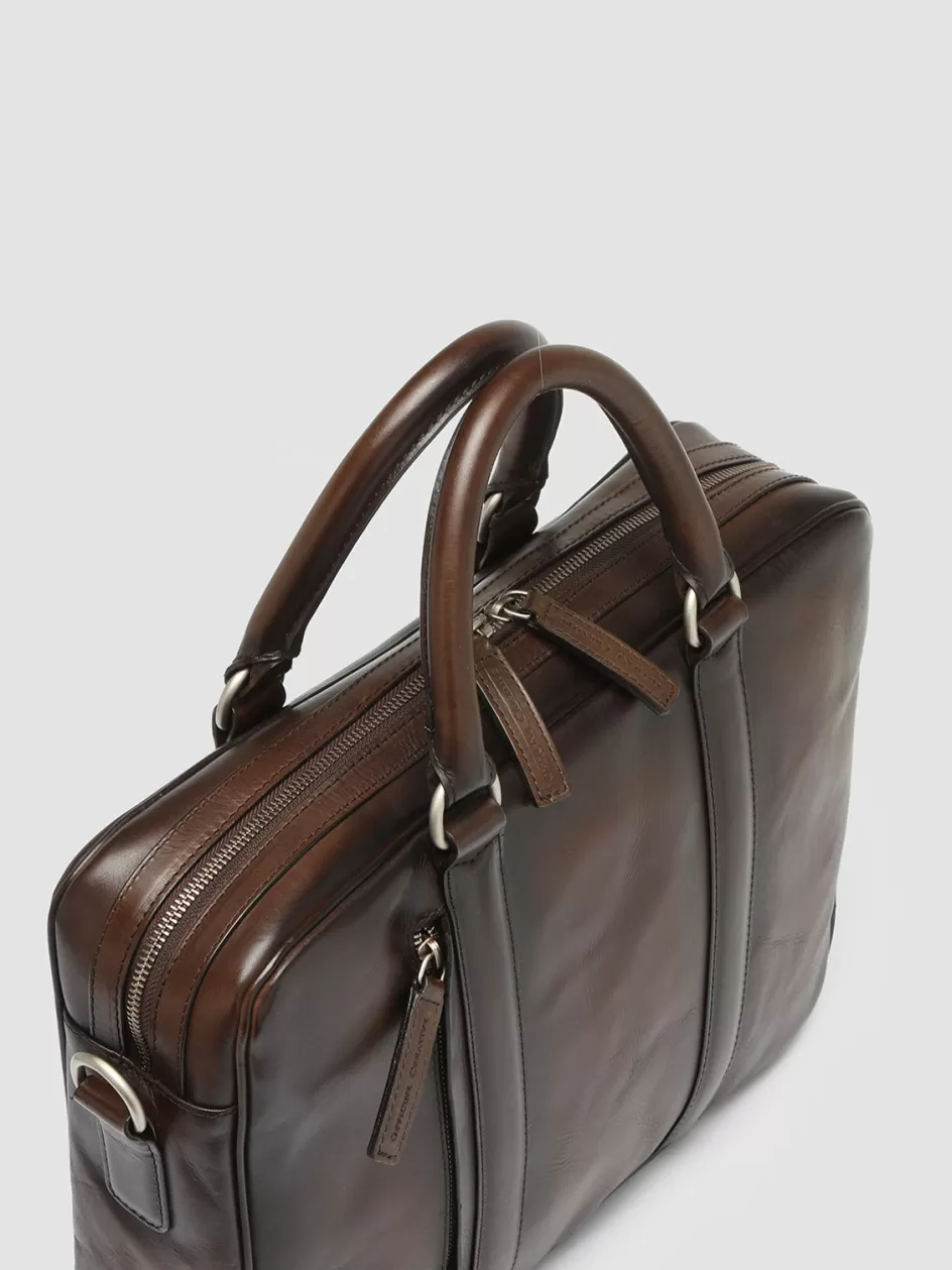 Officine Creative Bags>QUENTIN 010 - Brown Leather Bag DARK BROWN