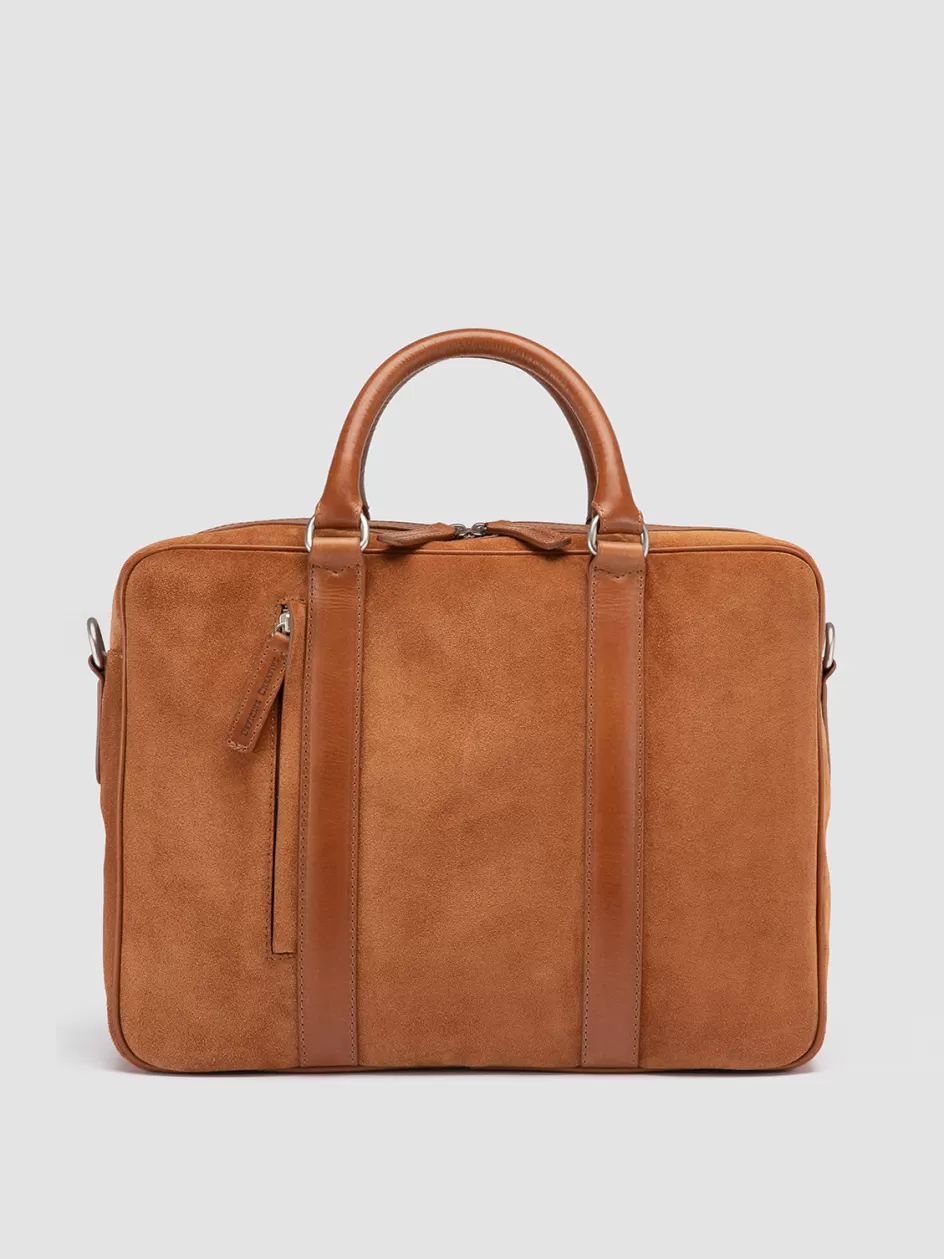 Officine Creative Bags>QUENTIN 010 - Brown Suede And Leather Bag KENIA/COTTO
