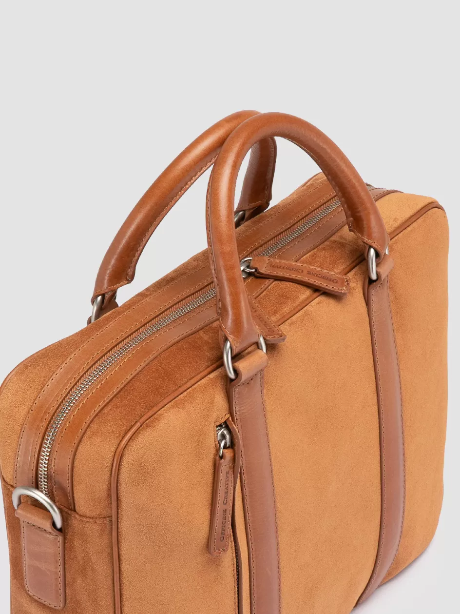 Officine Creative Bags>QUENTIN 010 - Brown Suede And Leather Bag KENIA/COTTO