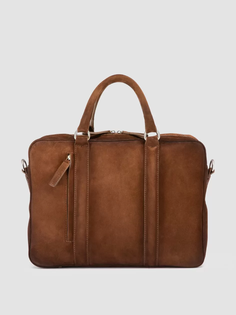 Officine Creative Bags>QUENTIN 010 - Brown Suede Bag DARK BROWN
