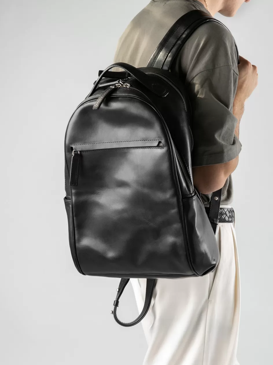 quentin_012__black_leather_backpack_100055.webp Officine Creative Backpacks | Backpacks>QUENTIN 012 - Leather Backpack BLACK