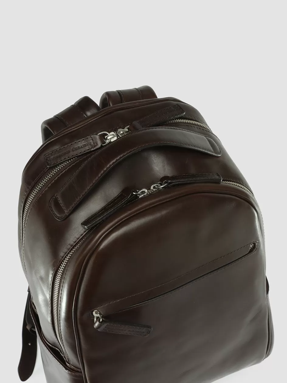 Officine Creative Backpacks | Backpacks>QUENTIN 012 - Brown Leather Backpack COFEE