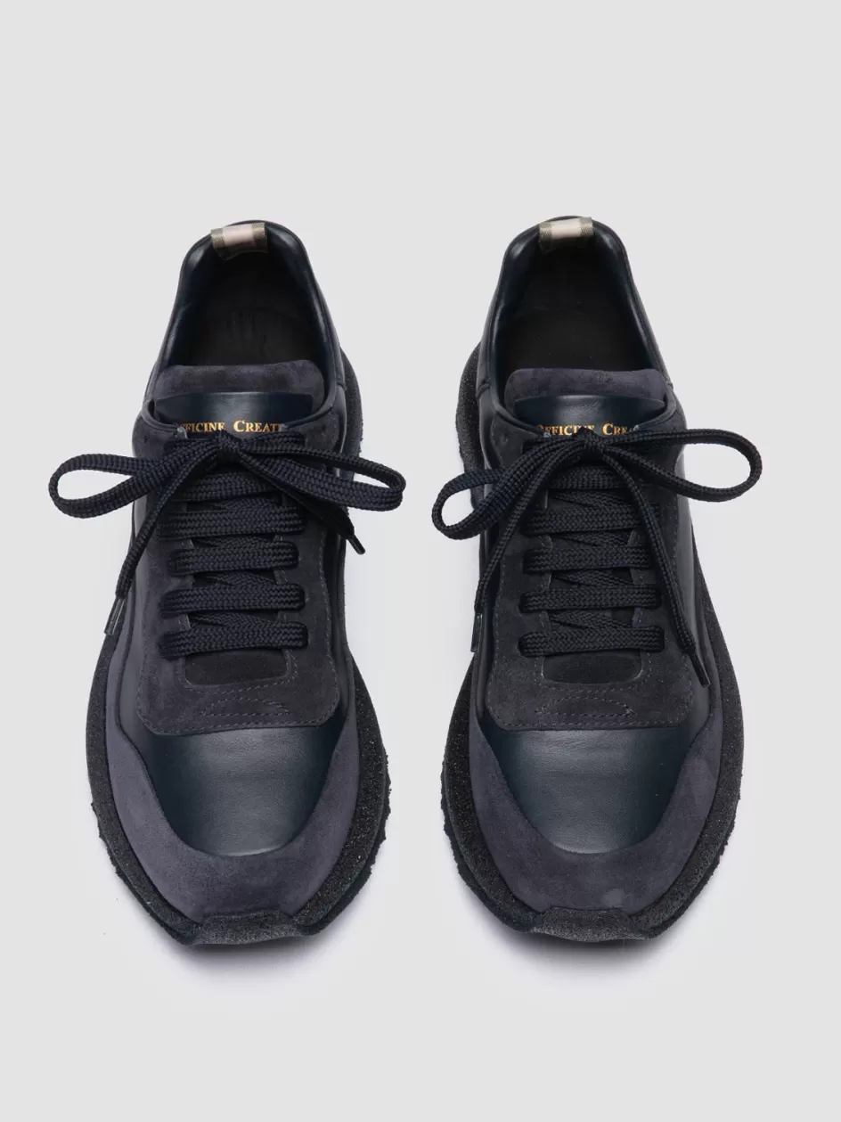 Officine Creative Sneakers>RACE RUBREX 101 - Blue Leather And Suede Low Top Sneakers BLU/BLU SCURO                                     