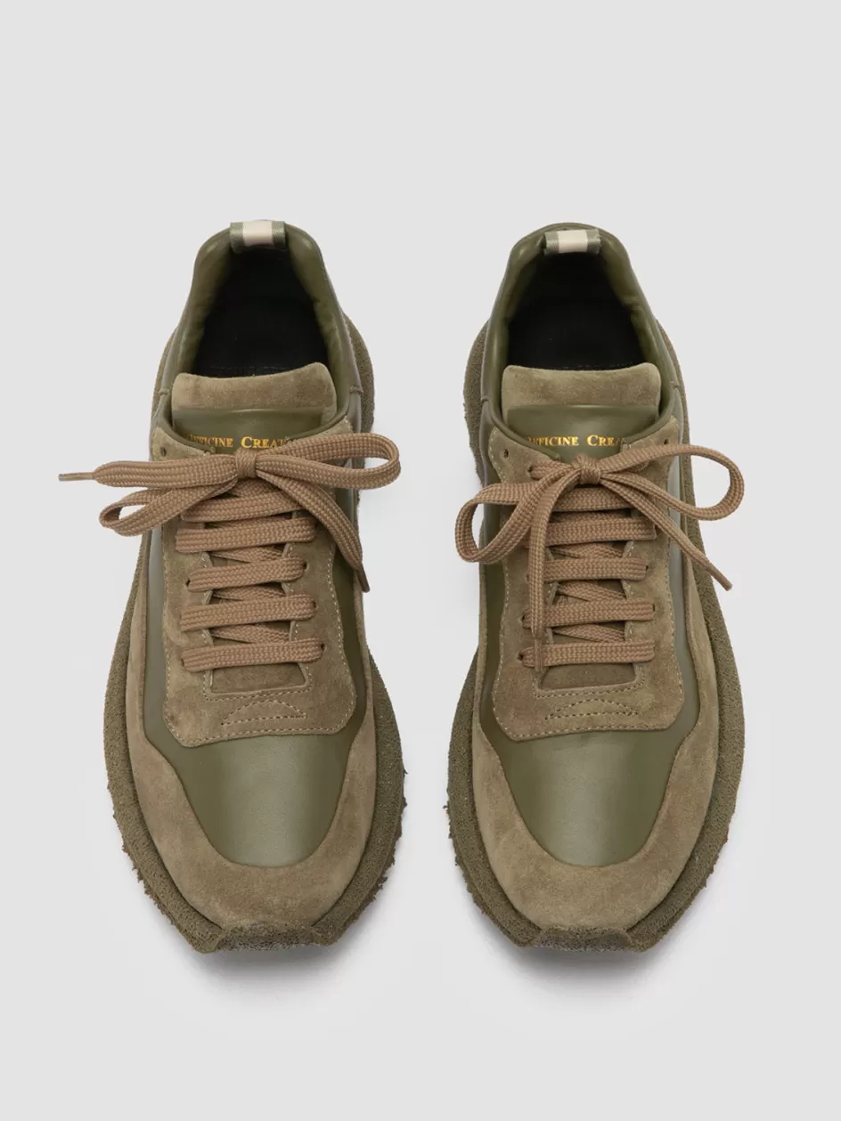 Officine Creative Suede Selection | Sneakers>RACE RUBREX 101 - Leather And Suede Low Top Sneakers GREEN