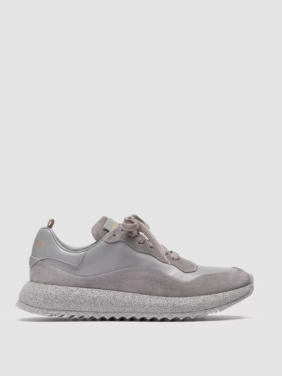 Officine Creative Sneakers>RACE RUBREX 101 - Grey Leather And Suede Low Top Sneakers PIOMBO/CAVIAR                                     