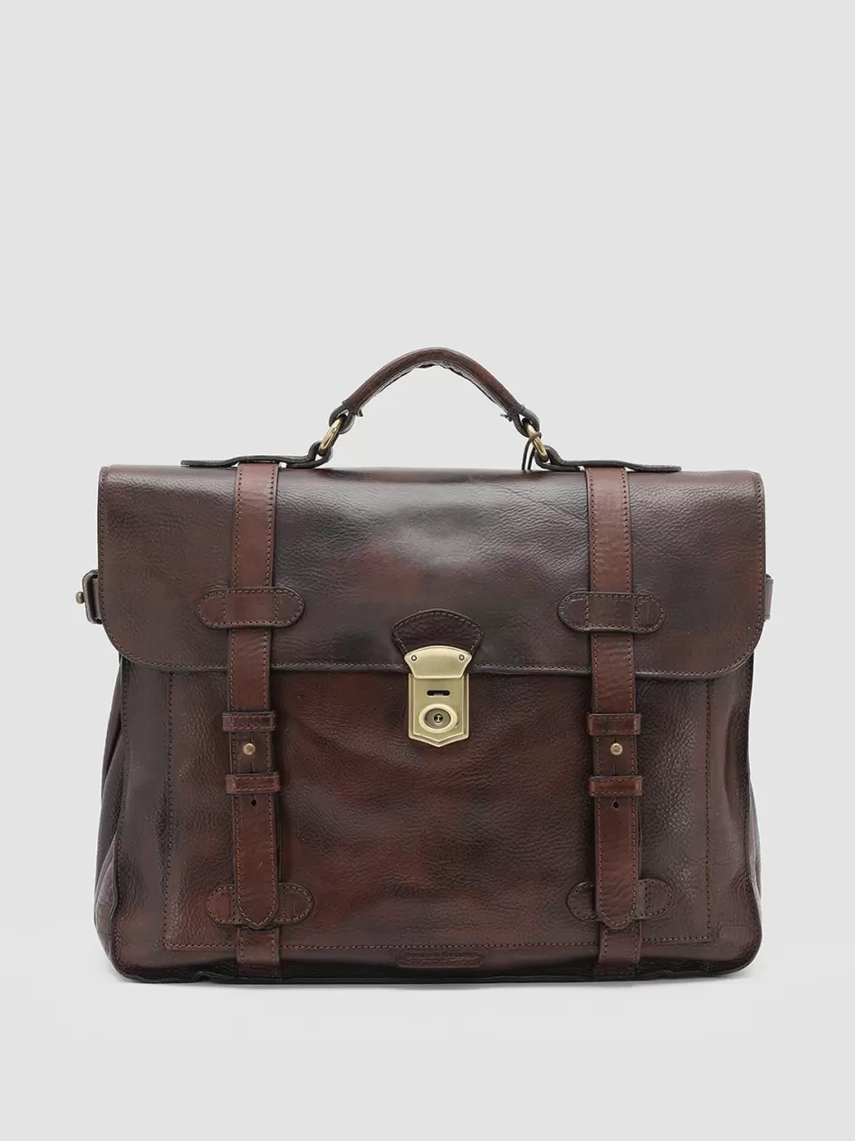 Officine Creative Bags>RARE 26 - Brown Leather BriefCase DARK BROWN
