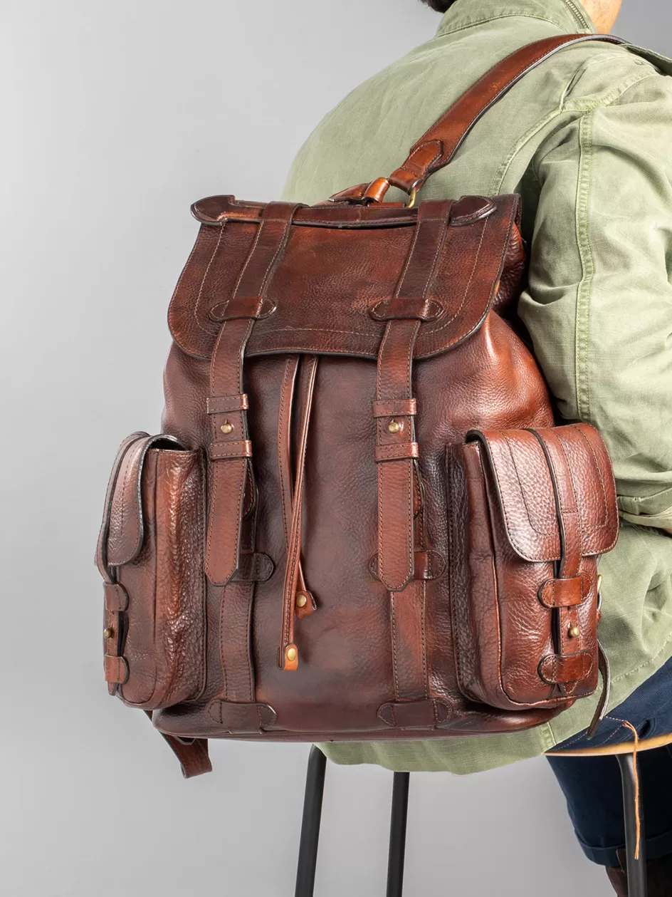 rare_27__brown_leather_backpack_98971.webp Officine Creative Icons | Backpacks>RARE 27 - Brown Leather Backpack DARK BROWN