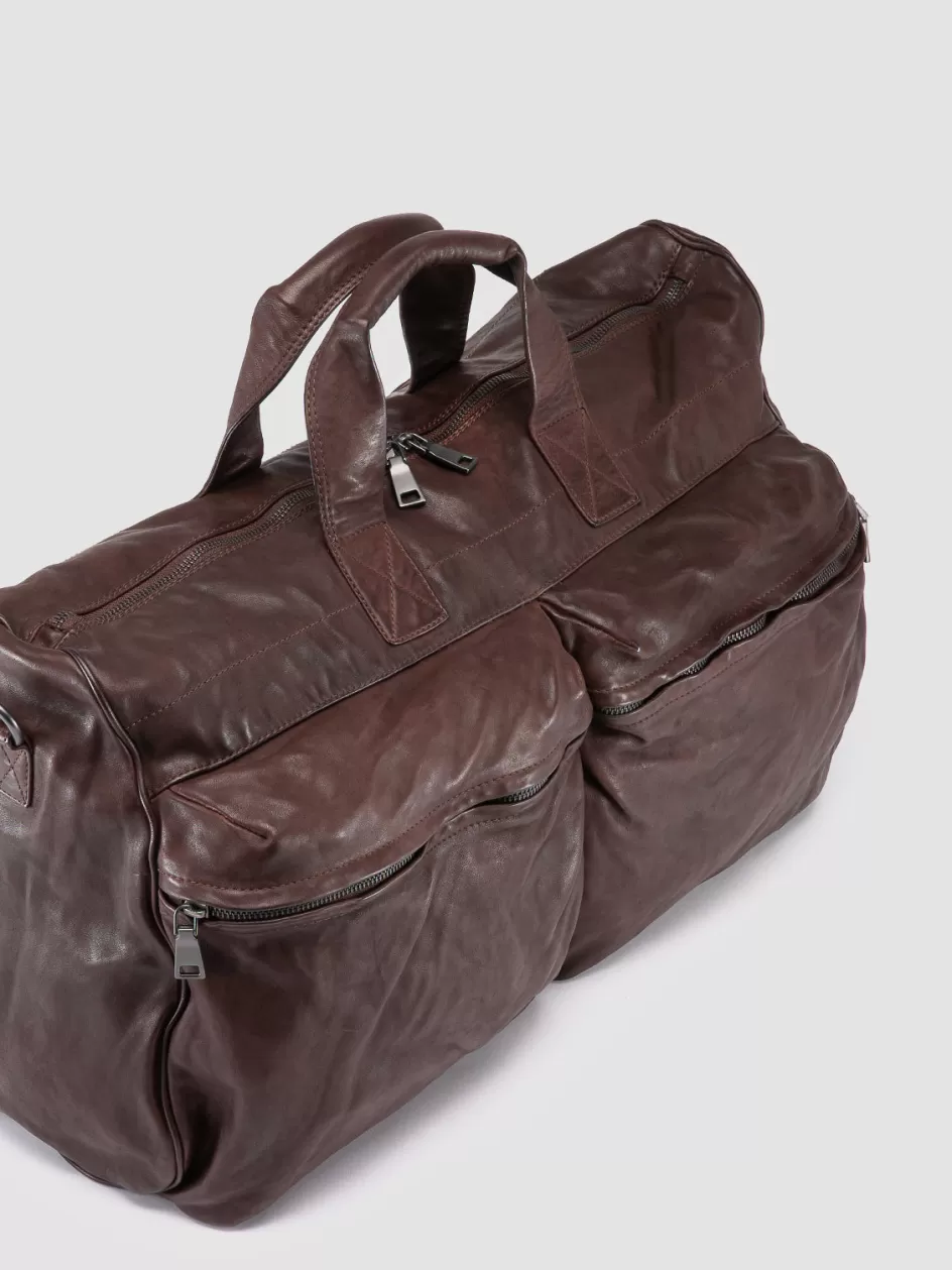Officine Creative Bags>RECRUIT 013 - Leather Weekend Bag DARK BROWN
