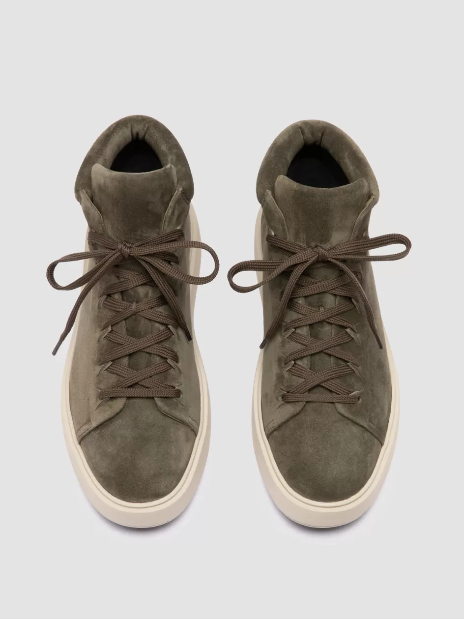 Officine Creative Sneakers>REMASTER 002 - Green Suede High Top Sneakers KHAKI