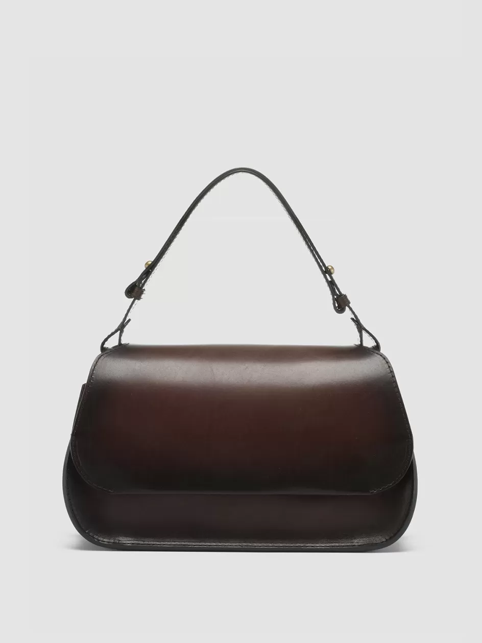 Officine Creative Bags>SADDLE 012 - Burgundy Leather Hobo Bag TRUFFLE