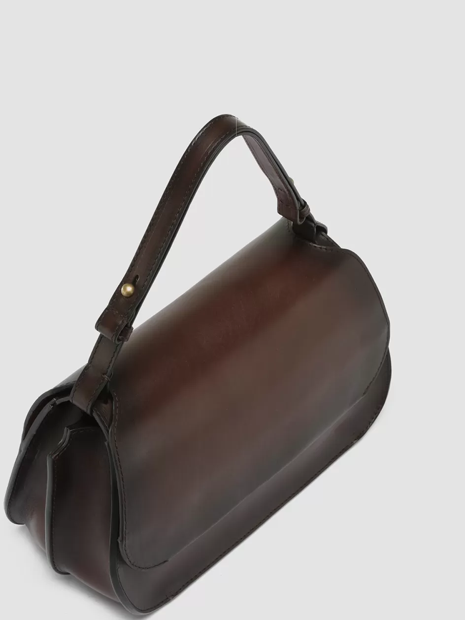 Officine Creative Bags>SADDLE 012 - Burgundy Leather Hobo Bag TRUFFLE