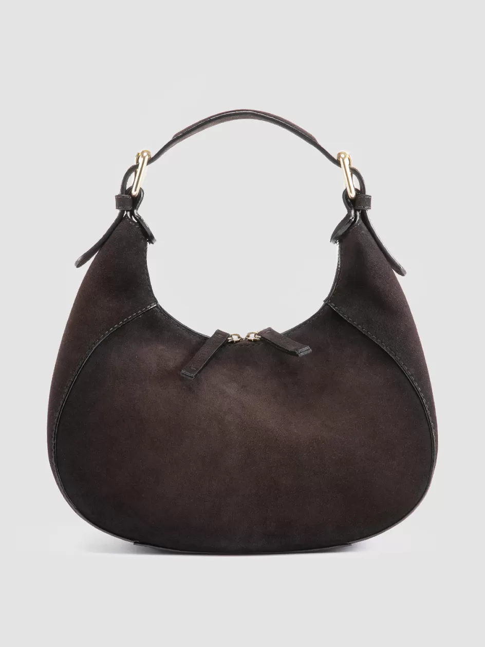 Officine Creative Bags>SADDLE 022 - Brown Suede Handle Bag PEPE