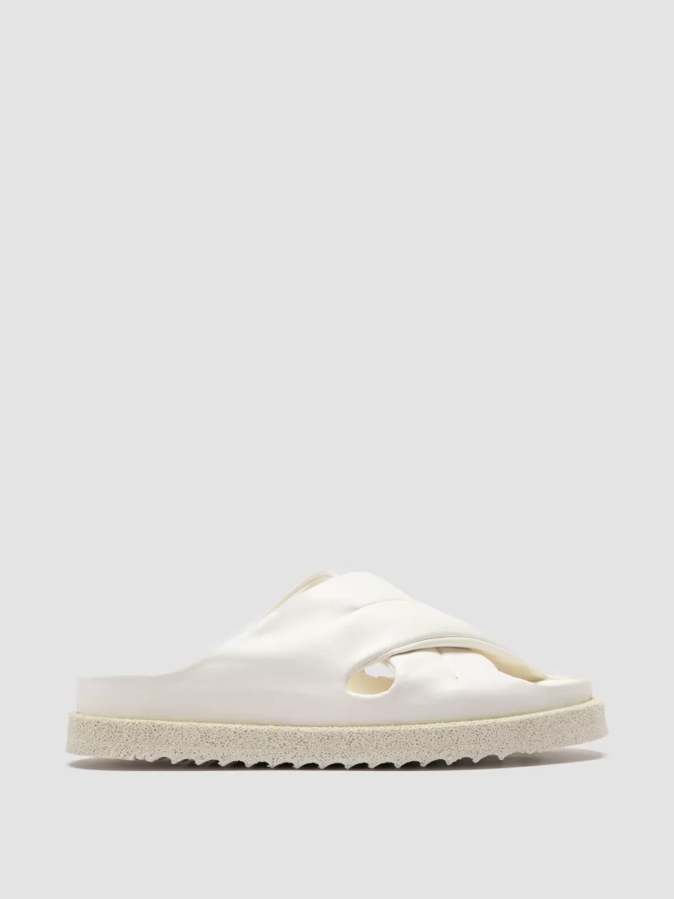 Officine Creative Sandals>SANDS 103 - White Leather Slide Sandals BUTTER