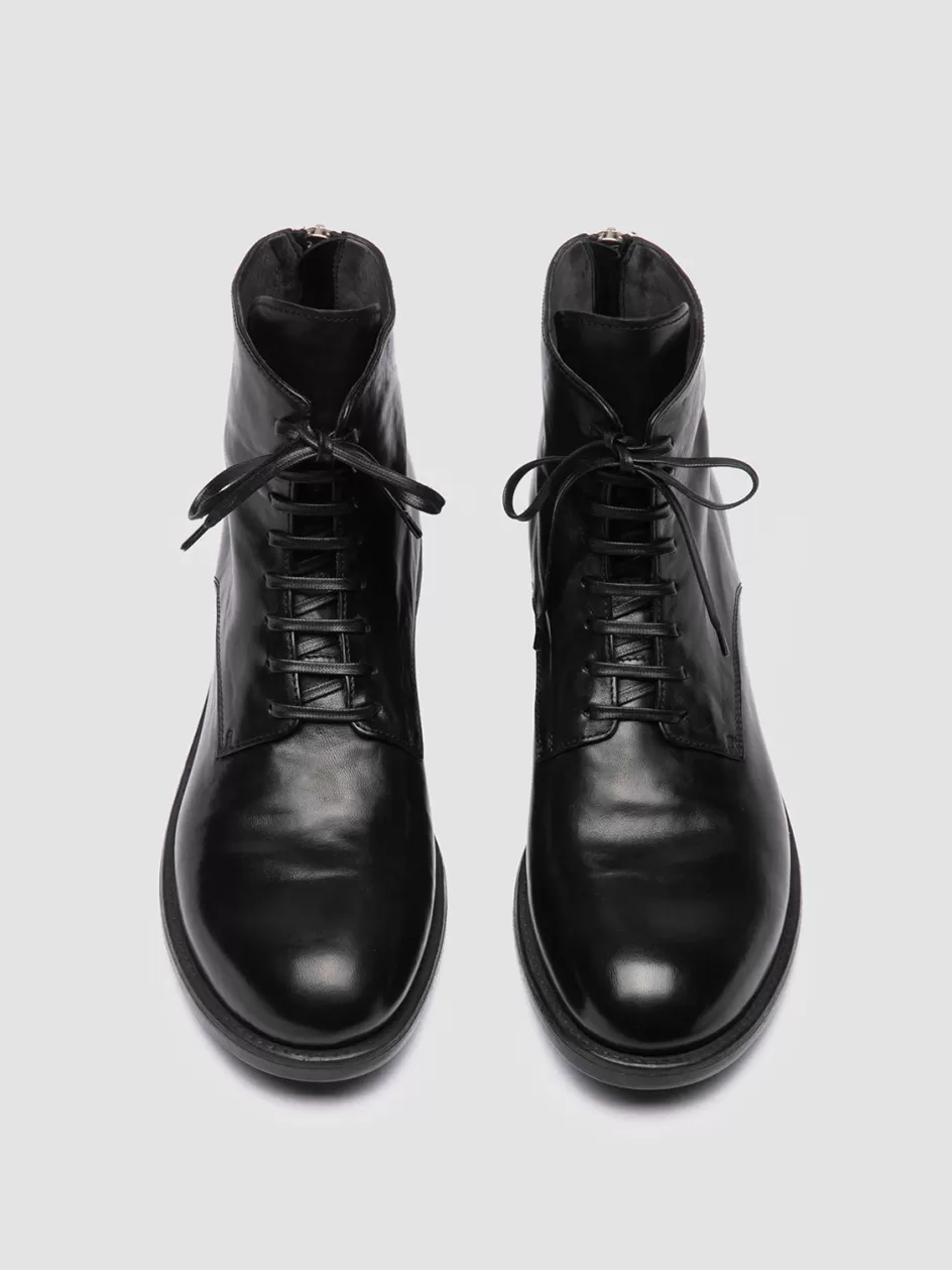 Officine Creative Ankle Boots>SERGEANT 003 - Leather Lace-up Boots BLACK