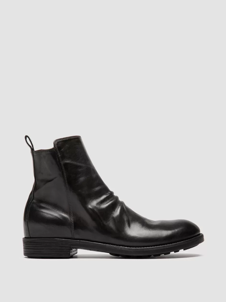 Officine Creative Ankle Boots>SERGEANT 005 - Grey Leather Zipped Boots MAGNETE