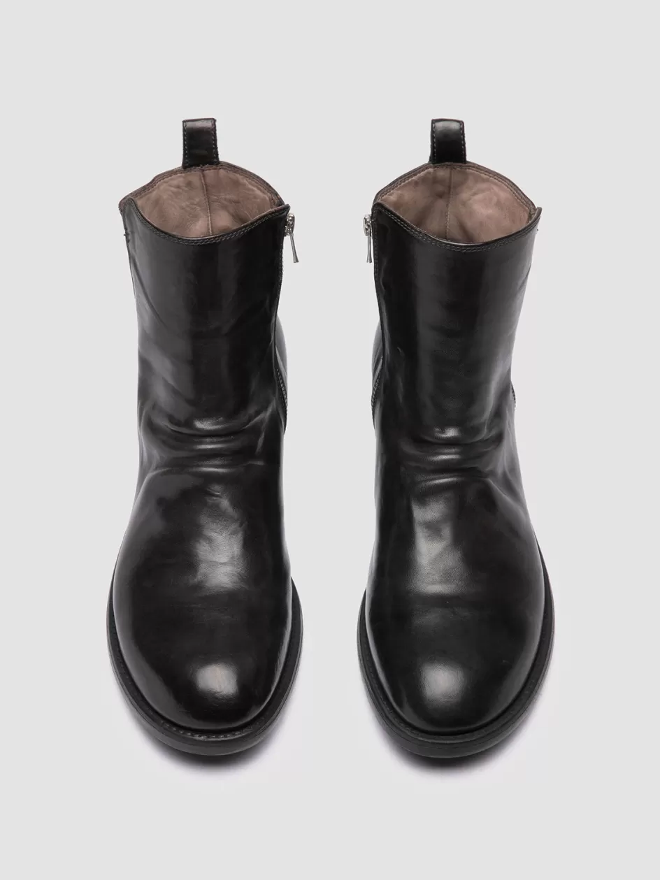 Officine Creative Ankle Boots>SERGEANT 005 - Grey Leather Zipped Boots MAGNETE