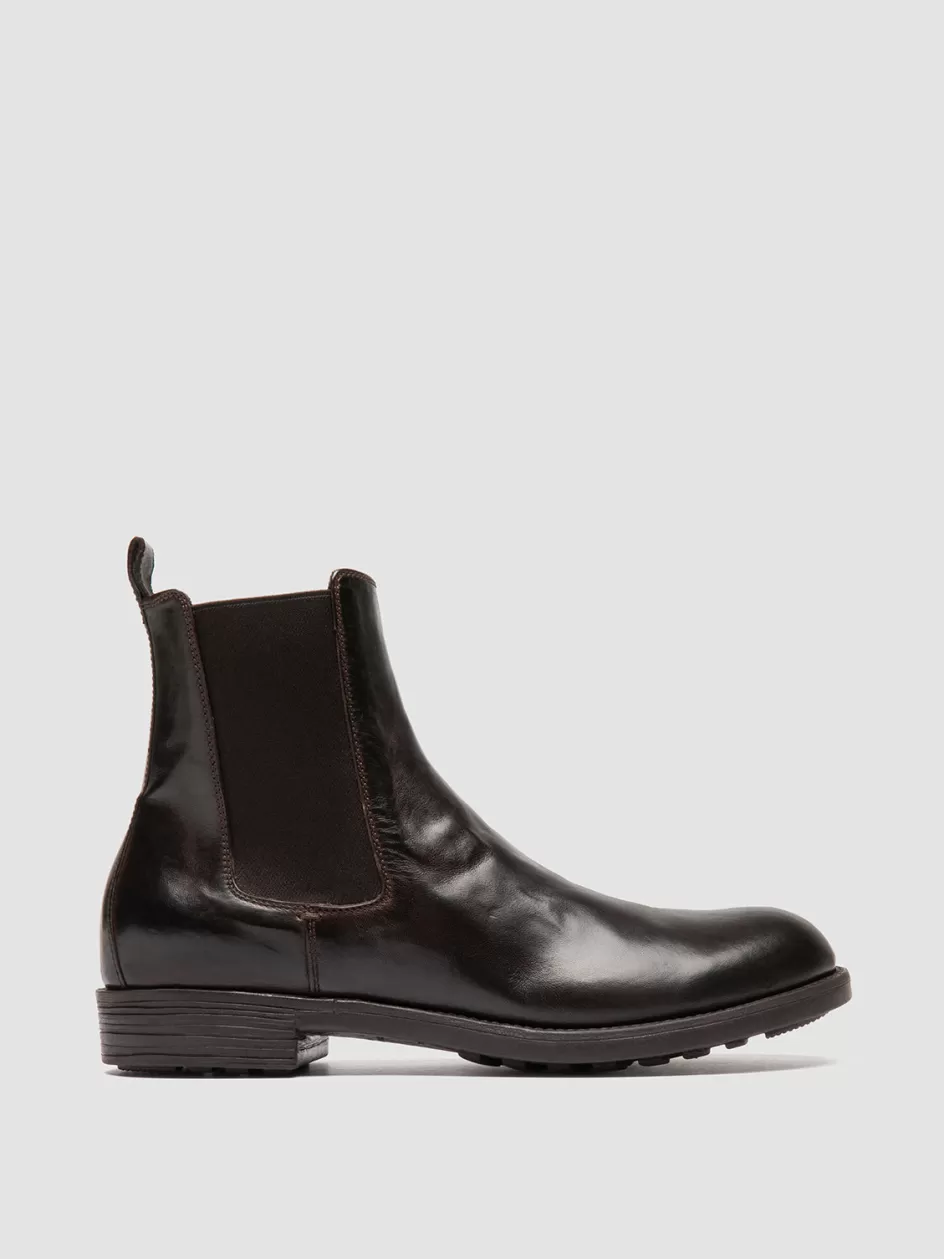 Officine Creative Ankle Boots>SERGEANT 006 - Brown Leather Chelsea Boots EBANO