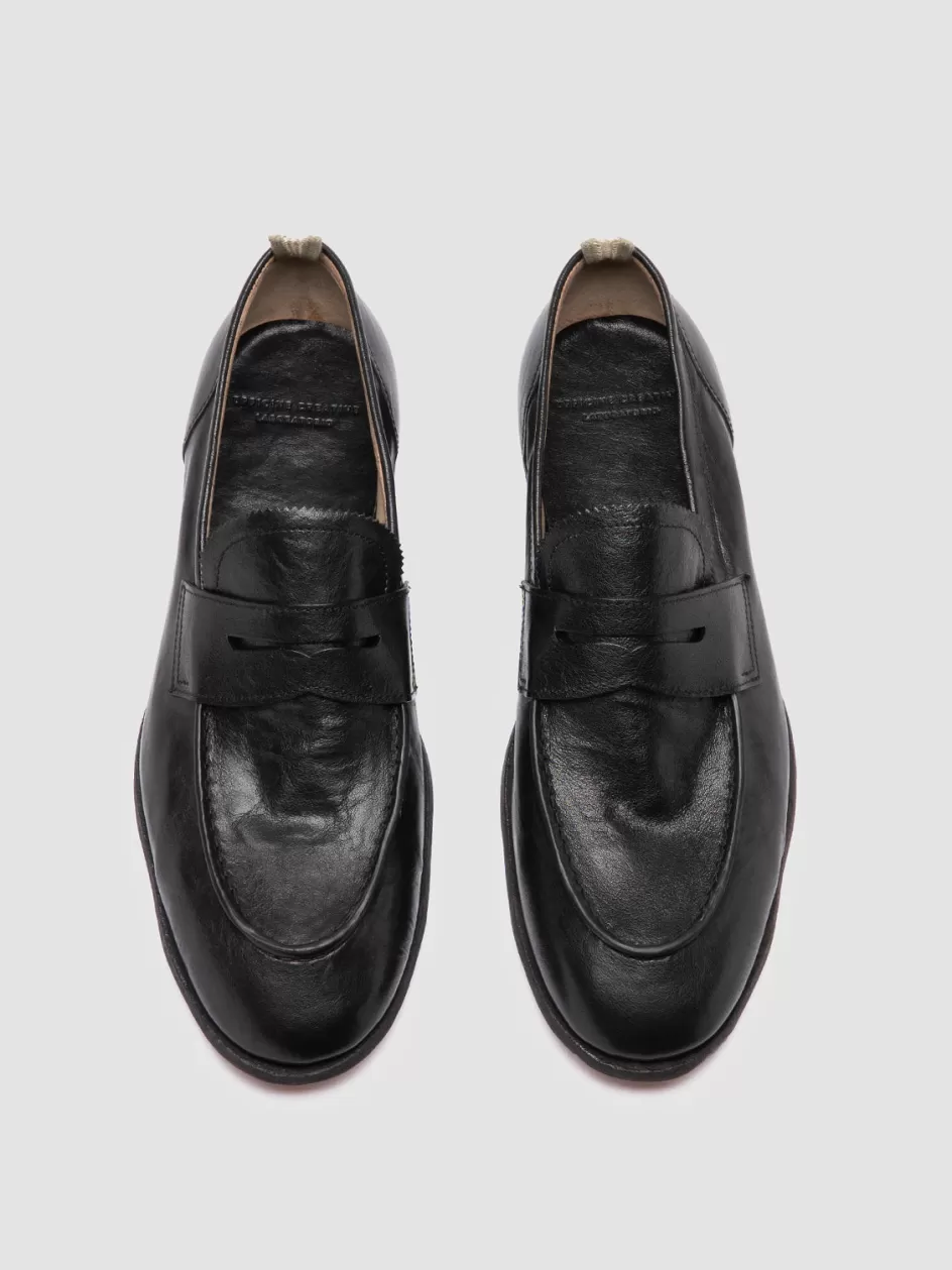 Officine Creative Loafers>SOLITUDE 001 - Leather Penny Loafers BLACK