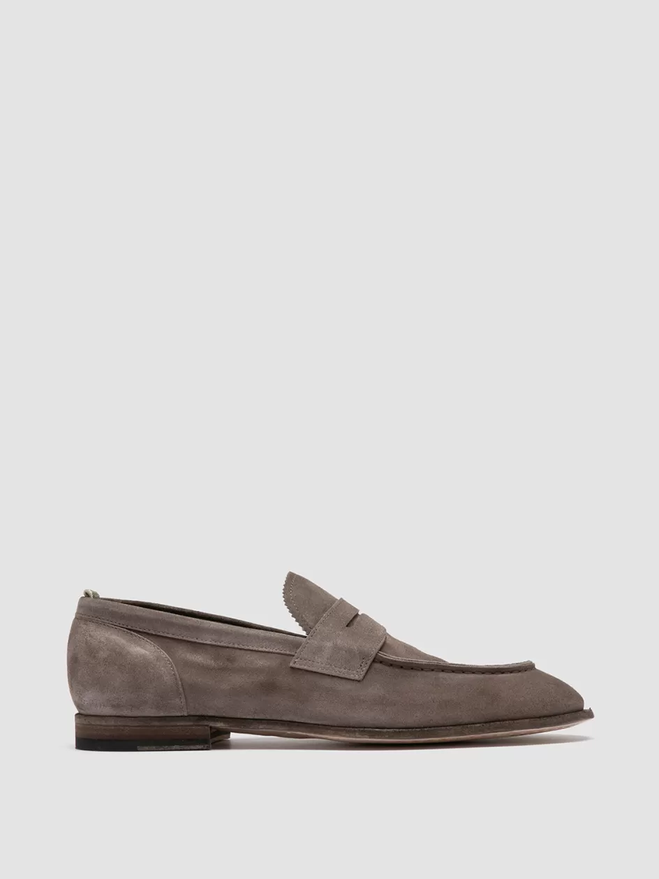 Officine Creative Suede Selection | Loafers>SOLITUDE 001 - Taupe Suede Penny Loafers OTTER