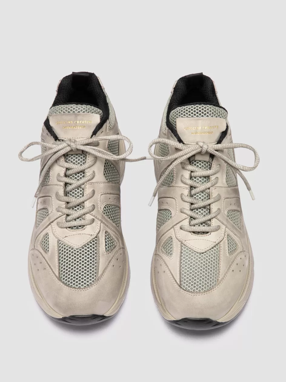 Officine Creative Sneakers>SUPURBIA 001 - Taupe Leather And Suede Low Top Sneakers