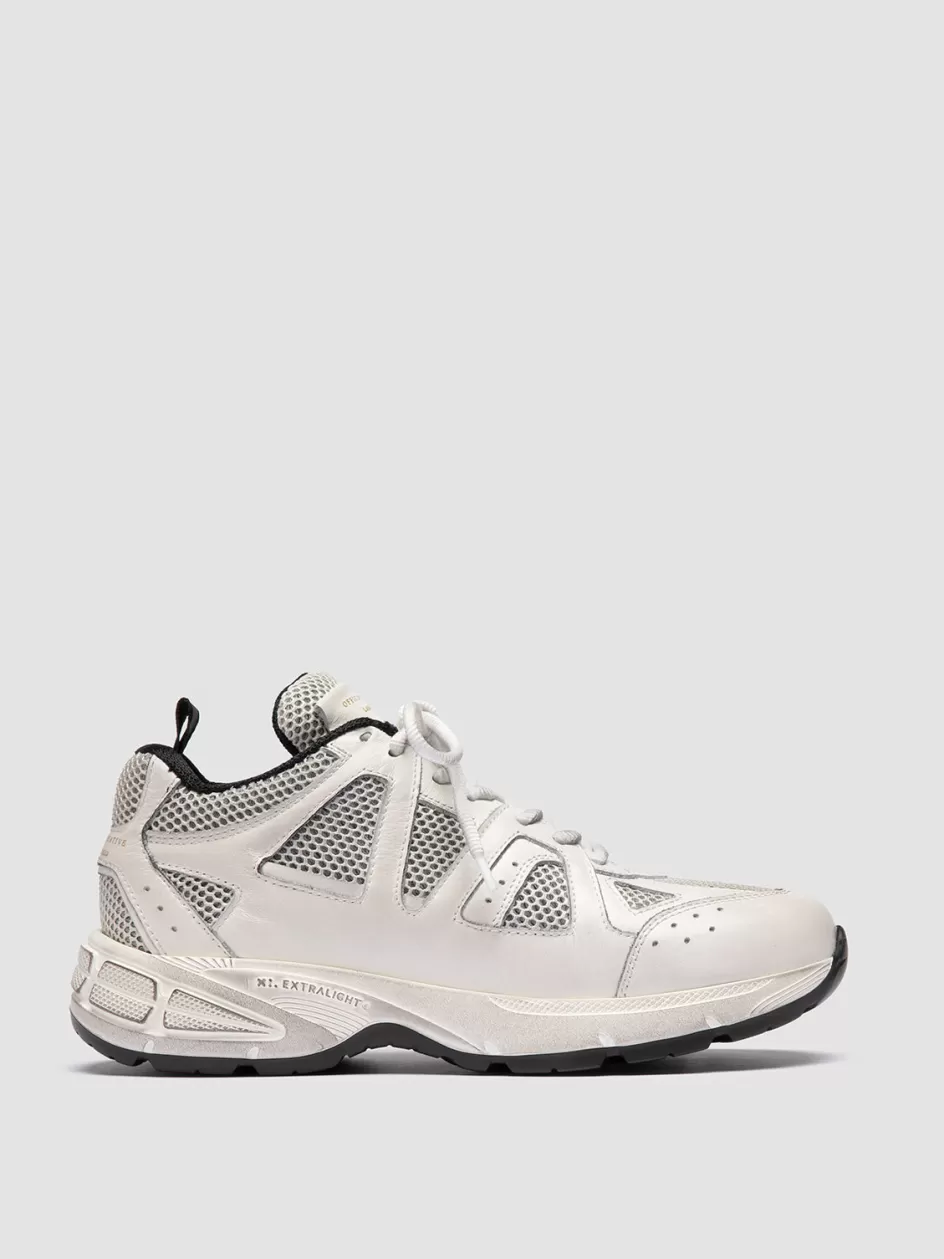 Officine Creative Sneakers>SUPURBIA 101 - White Leather & Mesh Low Top Sneakers BURRO