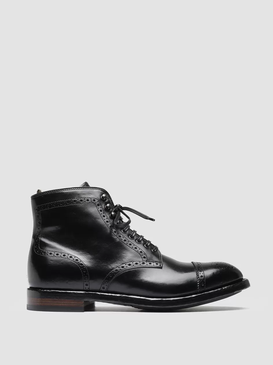 Officine Creative Ankle Boots>TEMPLE 004 - Leather Ankle Boots BLACK