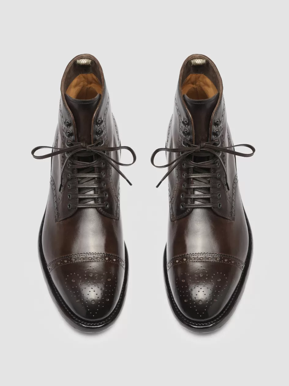 Officine Creative Ankle Boots>TEMPLE 004 - Brown Leather Ankle Boots EBANO