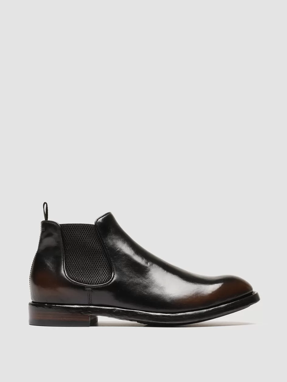 Officine Creative Icons | Ankle Boots>TEMPLE 008 - Brown Leather Chelsea Boots DARK BROWN/BLACK